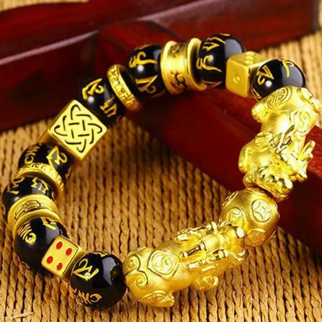 Feng Shui Black Obsidian Double Pixiu Wealth Bracelet YourSoulPlace