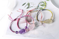 Thumbnail for Hand Carved Rose Quartz, Amethyst, Clear Quartz & Citrine Women's PRETTY PIXIU PROTECTION Rope Bracelet