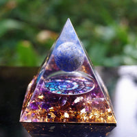 Thumbnail for 2-Handmade Lapis Lazuli & Amethyst Crystal Sphere 'TRUTH' ORGONITE Pyramid