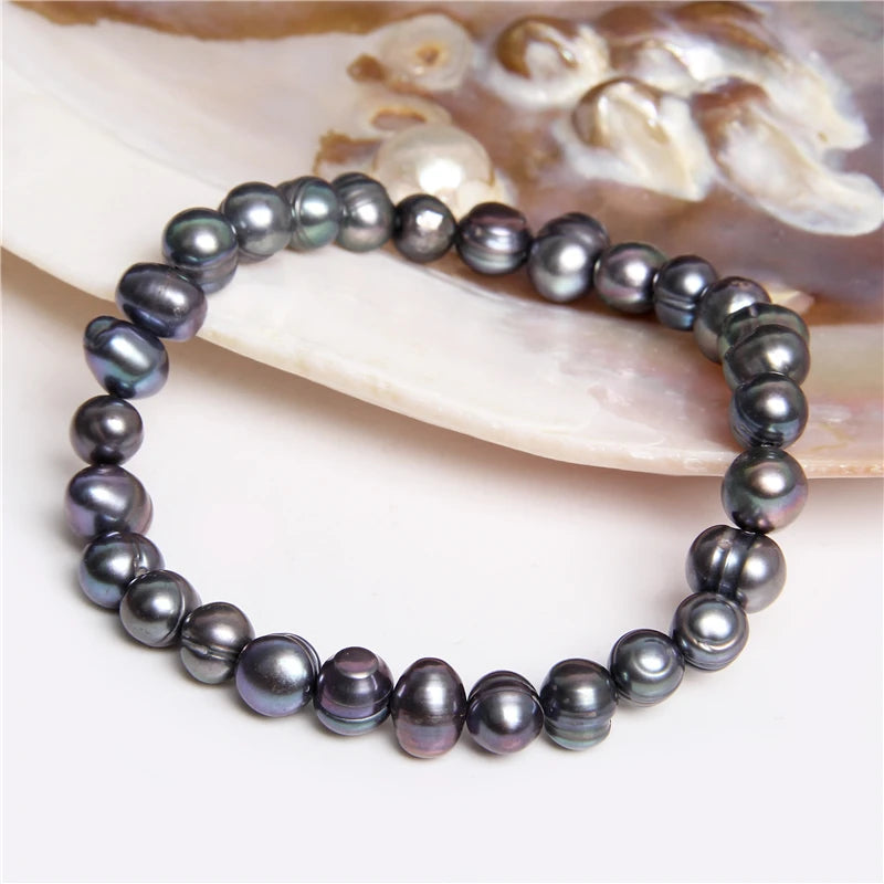 Freshwater Baroque Black Pearl Bracelet