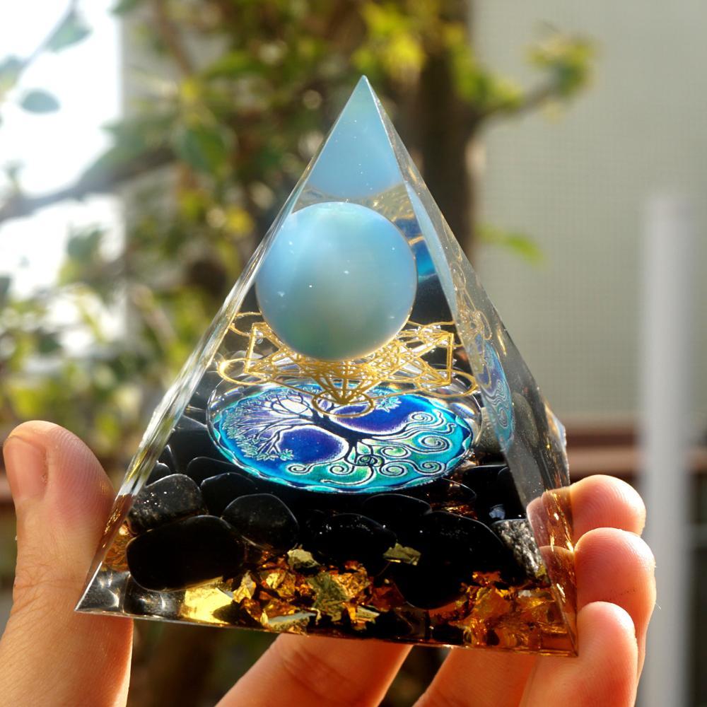 #40- Handmade Obsidian & Blue Lace Agate 'SERENITY' ORGONITE Pyramid