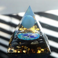 Thumbnail for #40- Handmade Obsidian & Blue Lace Agate 'SERENITY' ORGONITE Pyramid