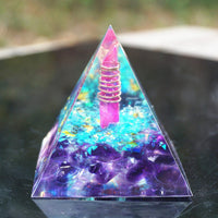 Thumbnail for #22-Handmade Blue Quartz & Aura Quartz Point ' COMMUNICATION' ORGONITE Pyramid