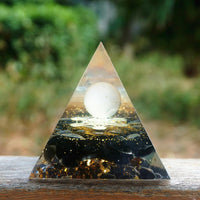 Thumbnail for #21 -Handmade Obsidian & Rose Quartz Sacred Geometry 'INNER PEACE' ORGONITE Pyramid