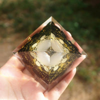 Thumbnail for #21 -Handmade Obsidian & Rose Quartz Sacred Geometry 'INNER PEACE' ORGONITE Pyramid