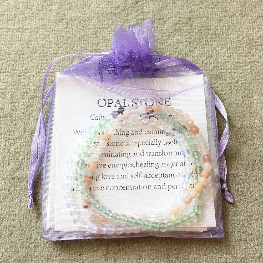 HARMONY & HEALING-Green Aventurine,Amazonite & Snow Quartz- 3/pc  "MIGHTY MINIS " Healing Energy Stone Bracelets