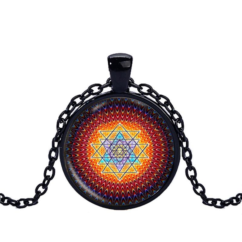 Rainbow Sacred Sri Yantra Pendant Necklace