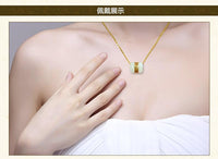 Thumbnail for Nephrite Jade Pure Gold Foil Pendant 'LOVE YOURSELF' Necklace