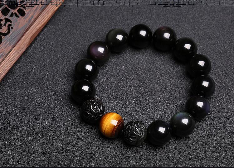 Natural Obsidian Brave Carving Bracelet