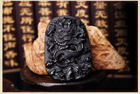 Thumbnail for Natural Black Obsidian Dragon Pendant