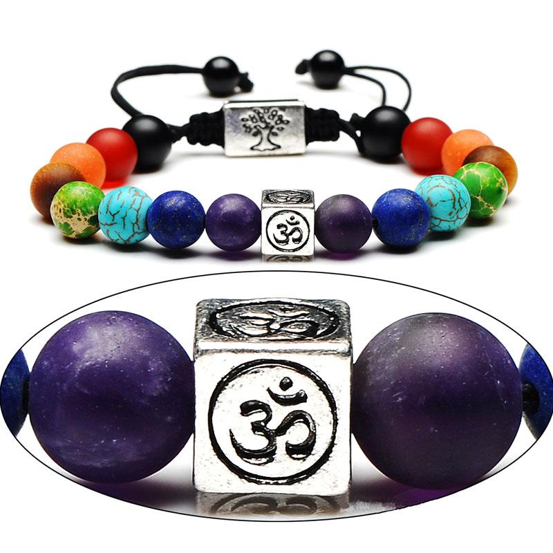 Colorful 7 Chakra Om & Tree of Life Charm Bracelet