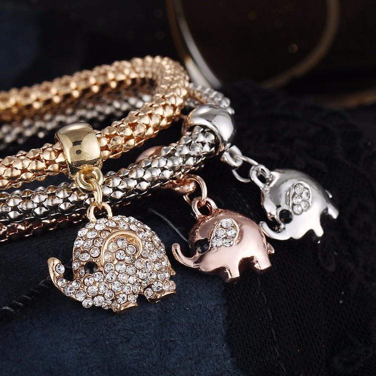 Elephant Charm Bracelet with Austrian Crystals