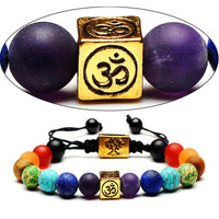 Thumbnail for Colorful 7 Chakra Om & Tree of Life Charm Bracelet