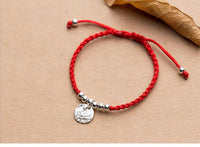 Thumbnail for Sterling Silver LOTUS FLOWER 'PATIENCE'  Red Rope Bracelet