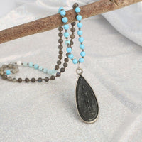 Thumbnail for Ancient Style Thai BUDDHA AMULET & Labradorite/Turquoise Stone TRANSFORMATION Necklace