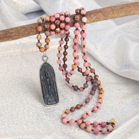 Thumbnail for Ancient Style Thai BUDDHA AMULET & Rhodochrosite Stone LOVE Necklace