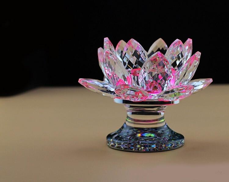 Feng Shui Crystal Lotus  Candle Holder