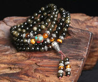 Thumbnail for Natural Gold Obsidian Tiger Eye Mala