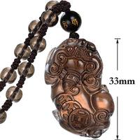 Thumbnail for Natural Stone Ice Obsidian PIXIU PROTECTION Pendant Necklace