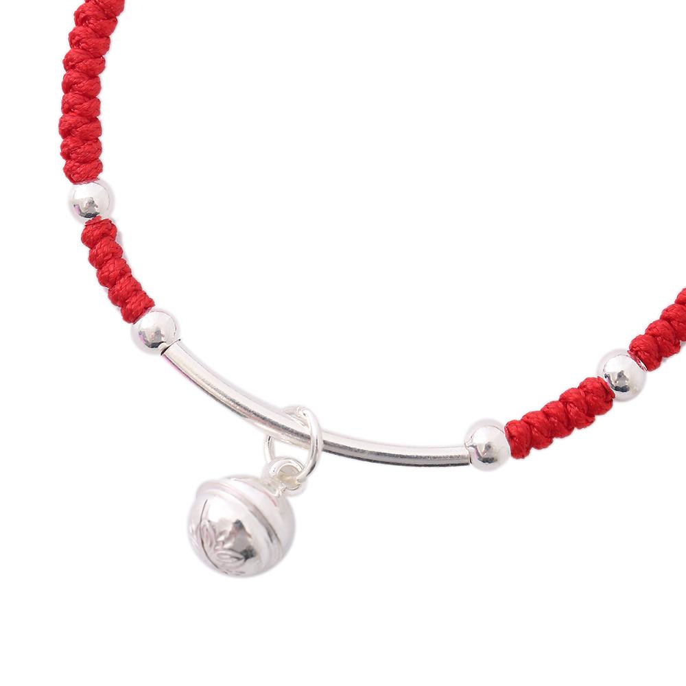 Lucky Red Rope Silver Bell Bracelet