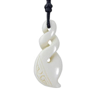 Thumbnail for New Zealand Maori Tribal Style Hand Carved Bone 'PIKORUA' ( Twists)  ETERNITY Necklace-9 styles