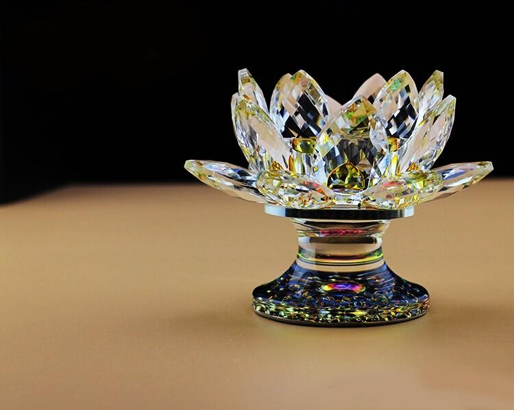 Feng Shui Crystal Lotus  Candle Holder