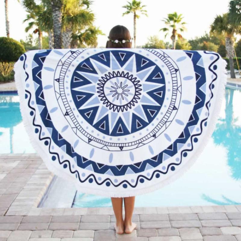 Pretty in Blue Abstract Mandala Yoga Tapestry