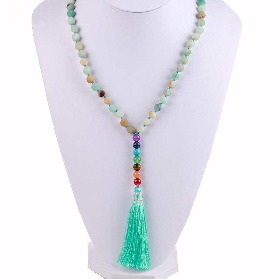 Natural 7 Chakra Tassel Mala Necklace