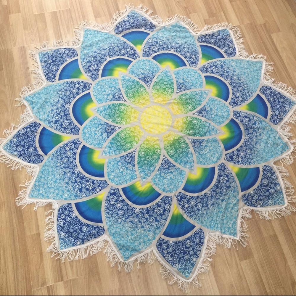 Lotus Shaped Yoga Beach  Mandala Tapestry-2 Fab Colors