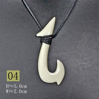 Thumbnail for New Zealand Maori Tribal Style Hand Carved Bone 'HEI-MATAU'( Fish Hook)  SAFE JOURNEY Necklace-9 styles