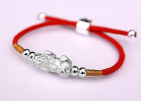 Thumbnail for PURE SILVER 24k Gold Plated Pixiu Red Rope WEALTH Bracelet