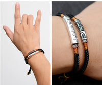 Thumbnail for PURE  SILVER Om Mani Padme Hum Charm Double Rope Tibetan  bracelet