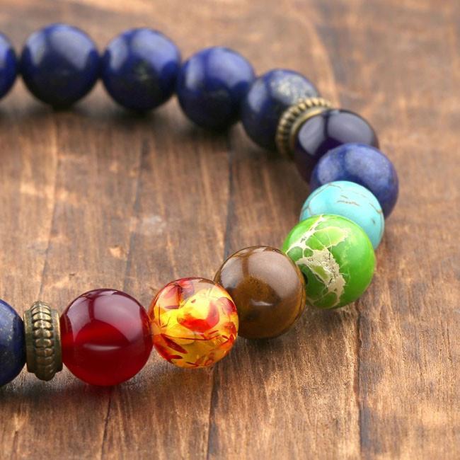 Natural Lapis Lazuli Stone 7 Chakra Healing Bracelet