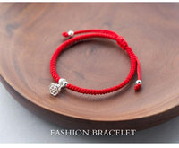 Thumbnail for 925 Sterling Silver LOTUS FLOWER SEED Red Rope Bracelet