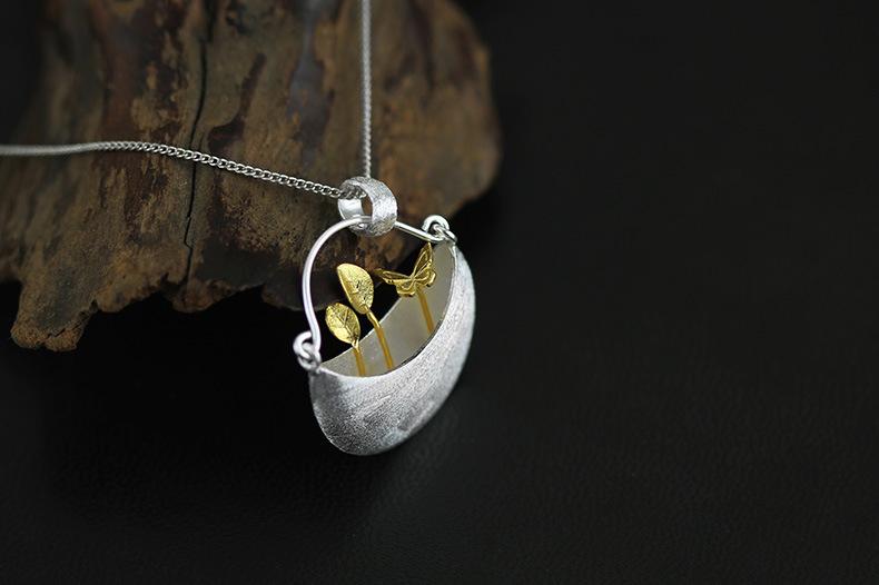 925 Sterling Silver Mini Garden Pendant Necklace