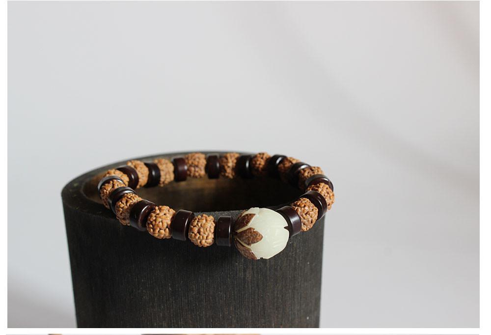 Tibetan Natural Rudraksha Jewelry Coconut Shell Beads Bracelet