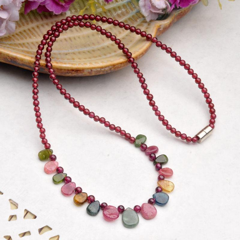 Women's Natural Garnet & Tourmaline CLEANSING Necklace