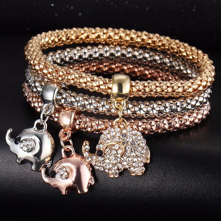 Elephant Charm Bracelet with Austrian Crystals