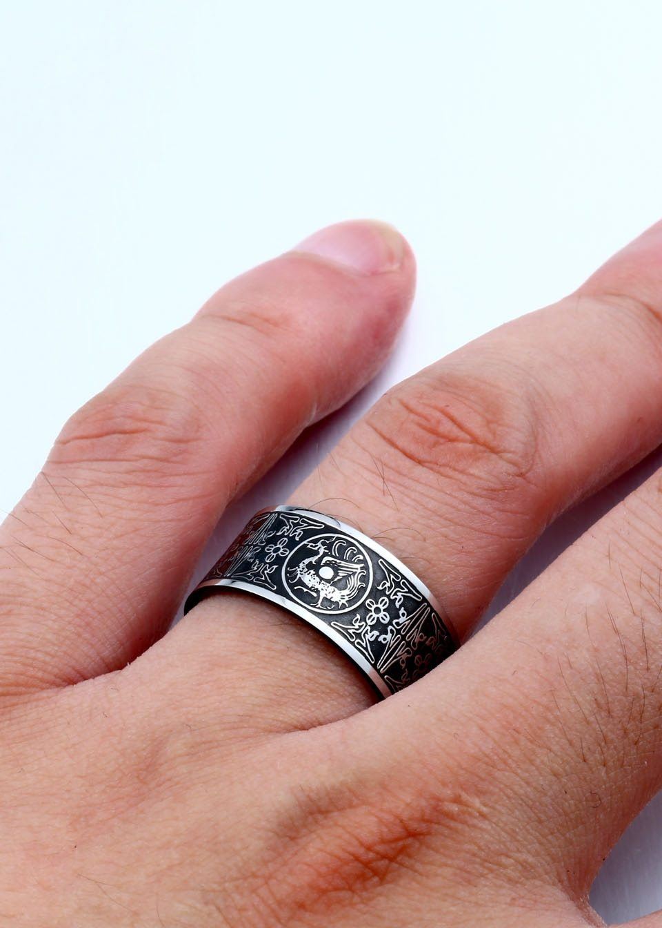 Titanium Steel 'FOUR GUARDIAN ANIMALS' Amulet  Ring