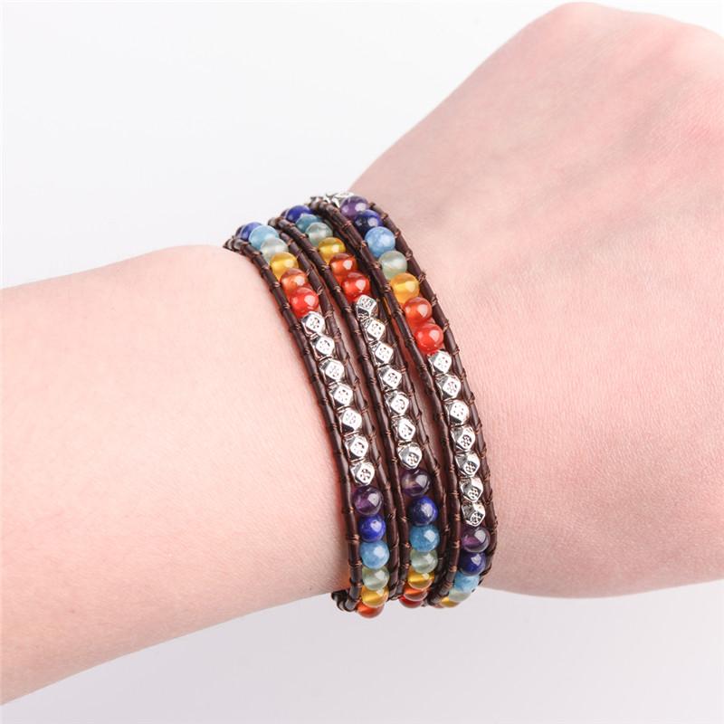 7 Chakra  Balancing  Natural Stone Wrap Bracelet