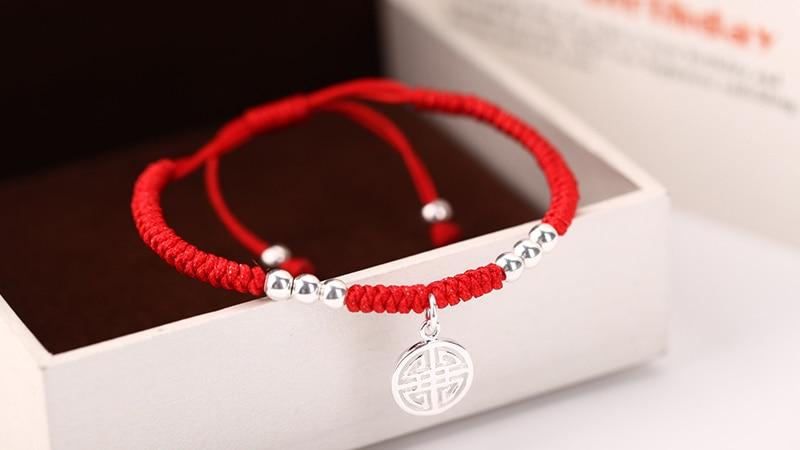 925 Sterling Silver Lucky Red Rope PROSPERITY Bracelet