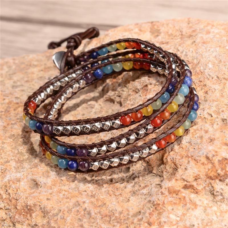 7 Chakra  Balancing  Natural Stone Wrap Bracelet