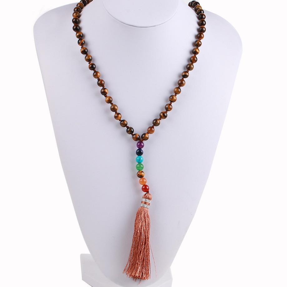 Natural 7 Chakra Tassel Mala Necklace