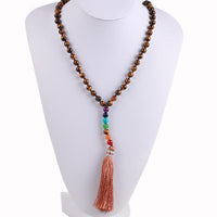 Thumbnail for Natural 7 Chakra Tassel Mala Necklace