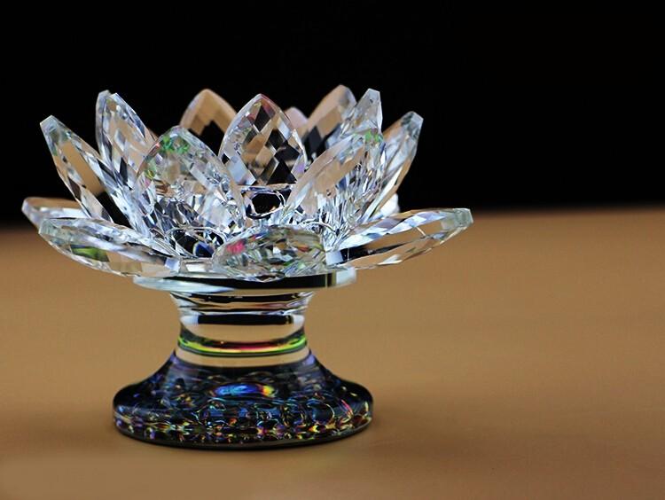 Feng Shui Crystal Lotus  Candle Holder