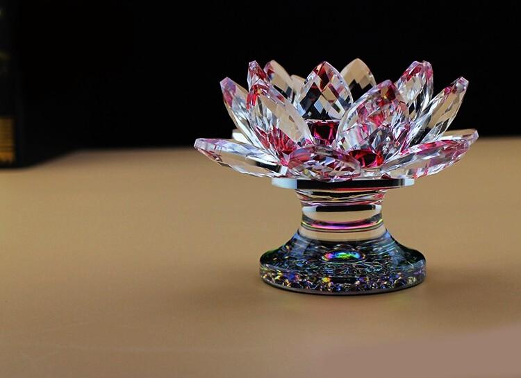 Feng Shui Crystal Lotus  Candle Holder