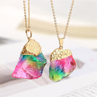 Thumbnail for Rainbow Aura Natural Quartz Stone Pendant Necklace