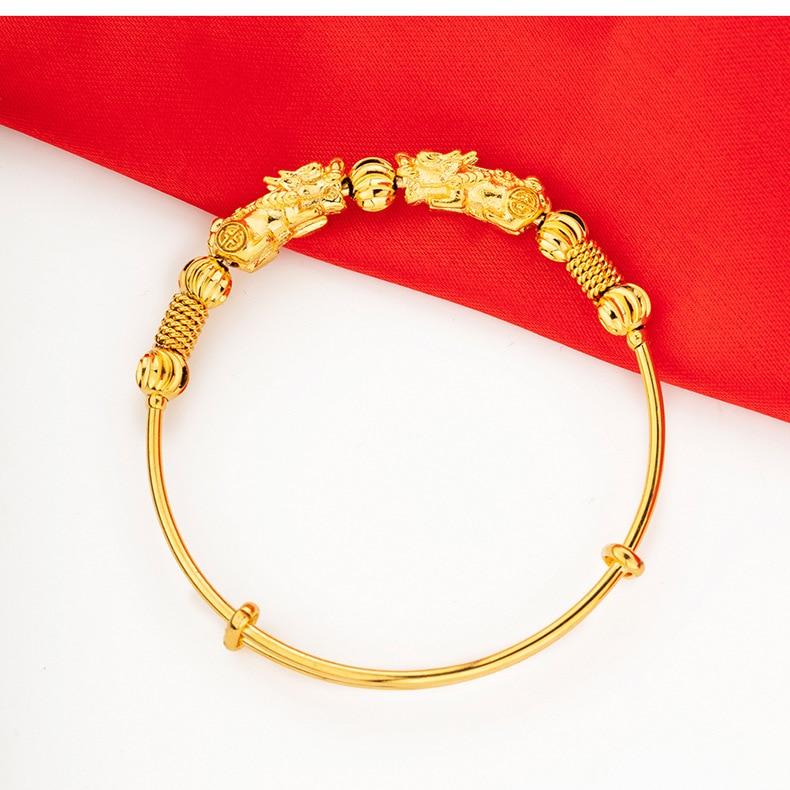 24K  Gold Plated DOUBLE PIXIU WEALTH  Attracting Feng Shui Bangle-33% off !