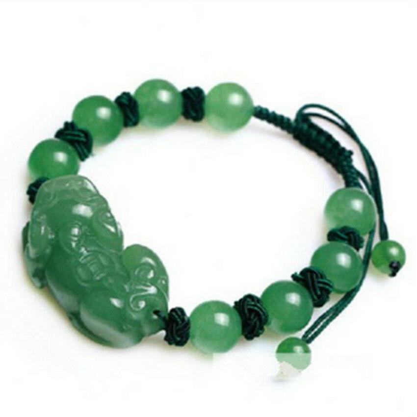 Burmese Jadeite  Feng Shui LUCKY PIXIU & Eternal Knot Bracelet