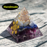 Thumbnail for #41-Handmade Lapis Lazuli,Fluorite & Clear Quartz Point 'POSITIVITY' ORGONITE Pyramid